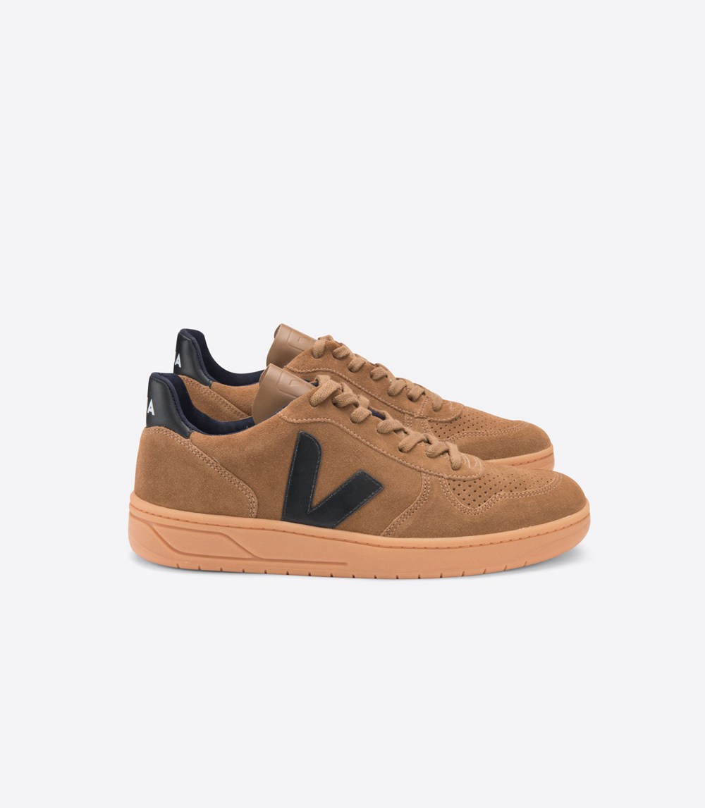 Veja Sneakers Mens - V-10 Suede - Brown/Black - 5238RTHDC